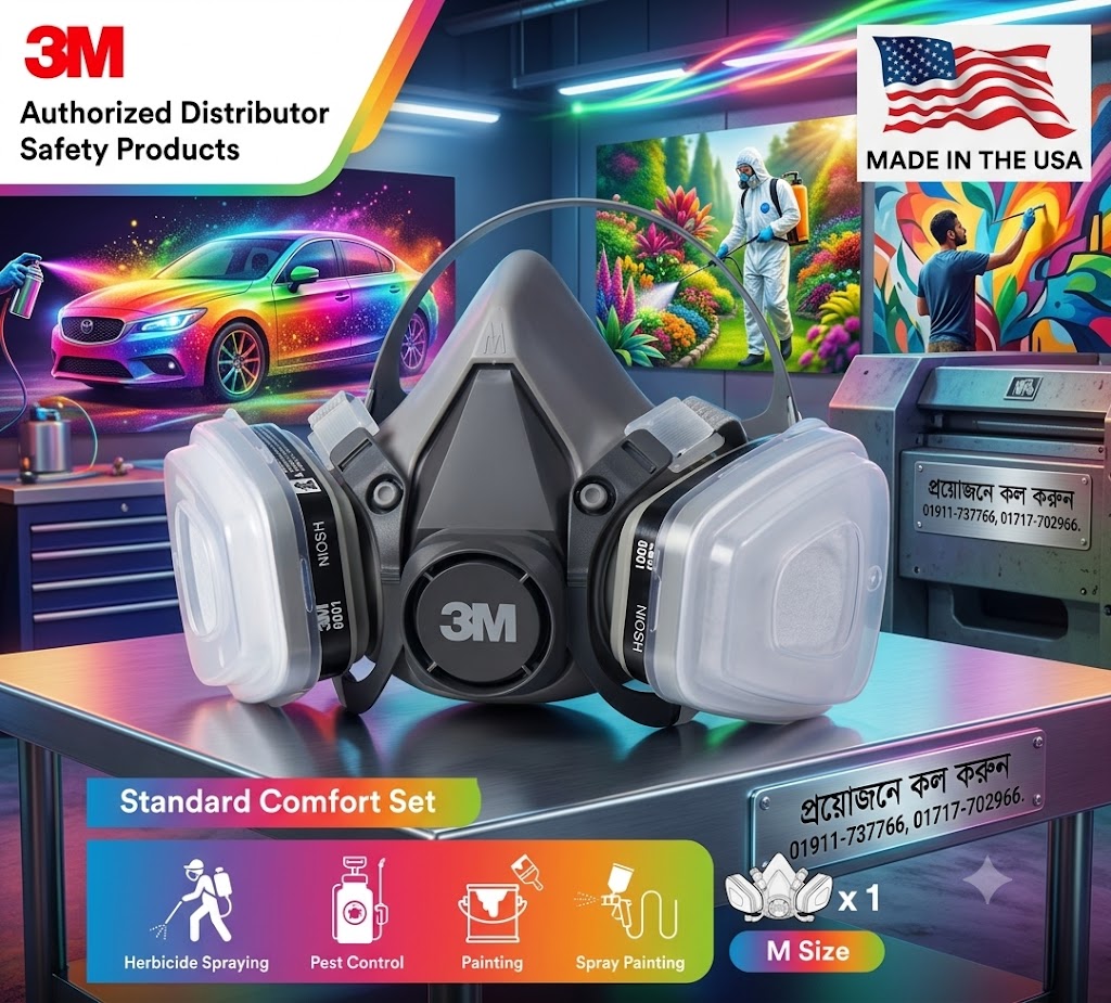 3M 7 IN 1 Half Face Respirator Gas Mask 6001 SUPPLIER IN BANGLADESH