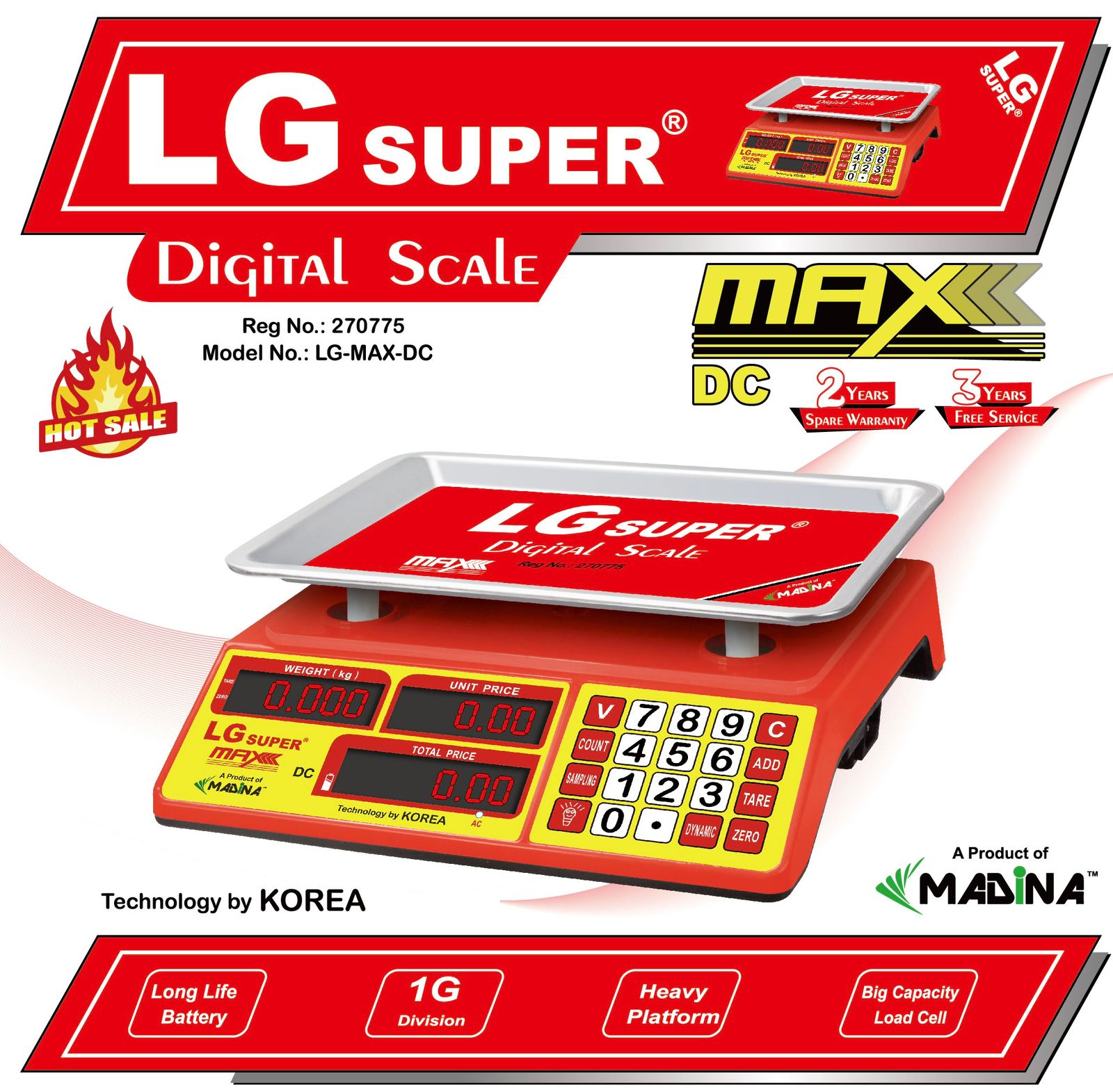 LG Super 40kg/1g-MAX-DC TYPE- Digital Scale supplier in bd